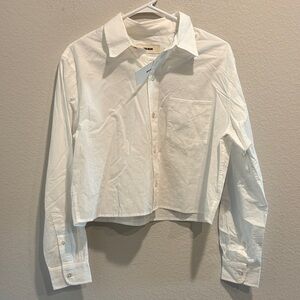 NWT Buck Mason White Mainstay Cotton Cut-Off Long Sleeve Button Down Medium $148